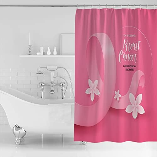 ZOE GARDEN Carefree Breast Cancer Shower Curtain Set with Hooks