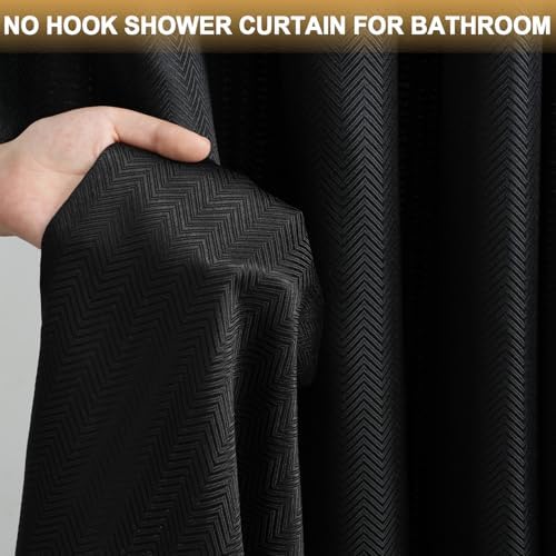 Wyljljy No Hook Shower Curtain Set with Mesh Window