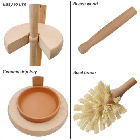 CRAKTH Beechwood Toilet Brush with Sisal Bristles and Holder
