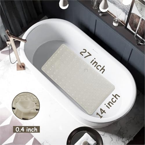 Fnnezkn Non-Slip Bathtub Mat with Suction Cups and Drain Holes