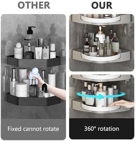 Corner Shower Caddy with Lazy Susan Organizer No Drilling