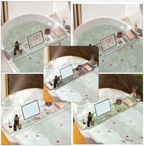Clear Acrylic Expandable Bathtub Tray with Anti-Slip Design