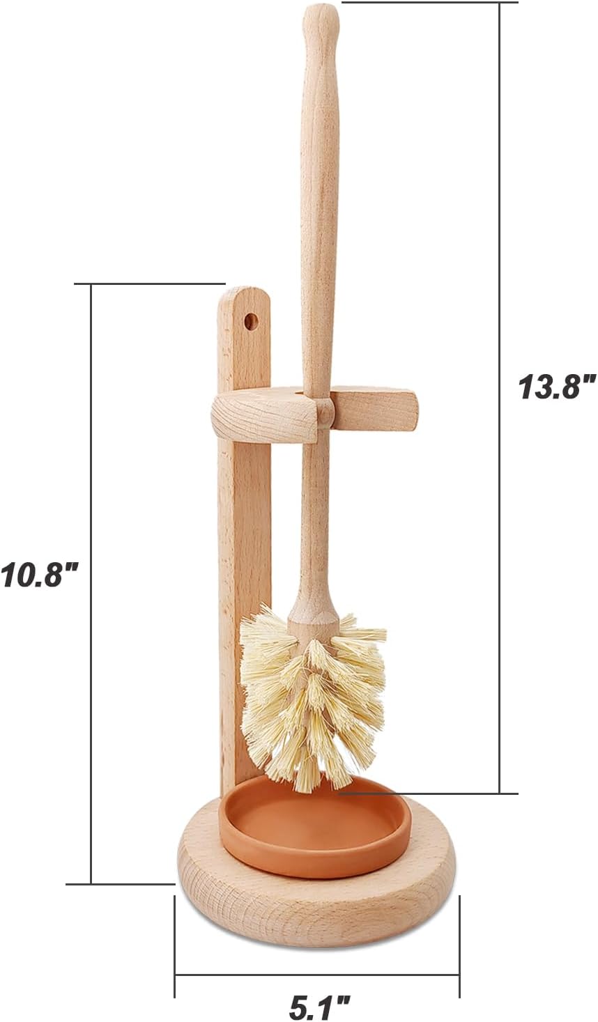 CRAKTH Beechwood Toilet Brush with Sisal Bristles and Holder