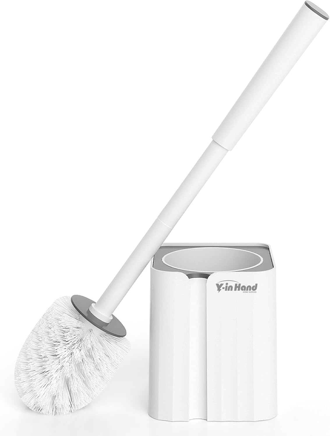 Y-in Hand Toilet Brush and Holder Set - Compact Durable Wall Mountable