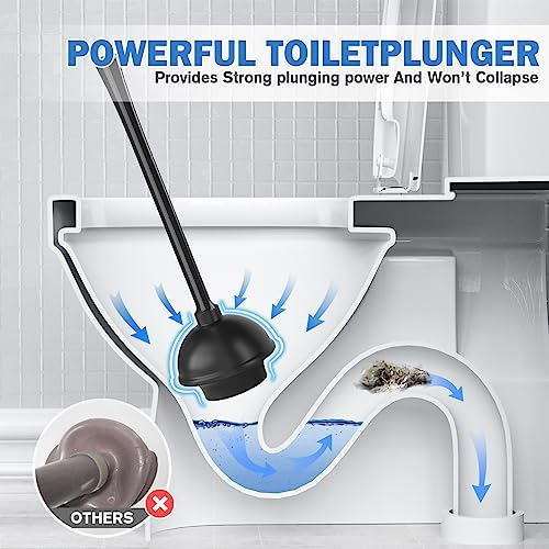 Trenti Toilet Plunger and Brush Set with Holder 2 Pack Black