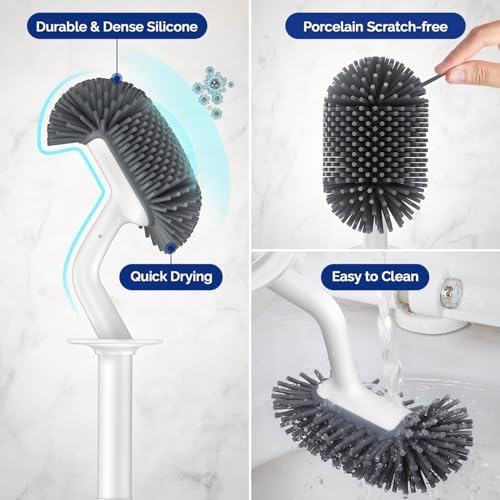 HAMITOR Toilet Brush Holder Set - 2 Pack White