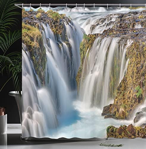 Ambesonne Waterfall Shower Curtain Set with 12 Hooks