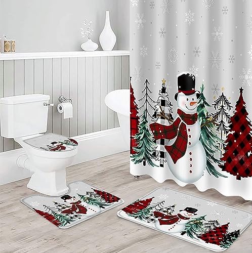 ZOE GARDEN Winter Snowman Shower Curtain Set