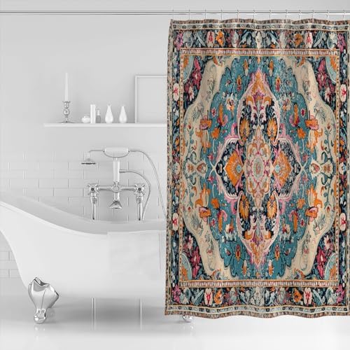 ZOE GARDEN Bohemian Flower Shower Curtain Set