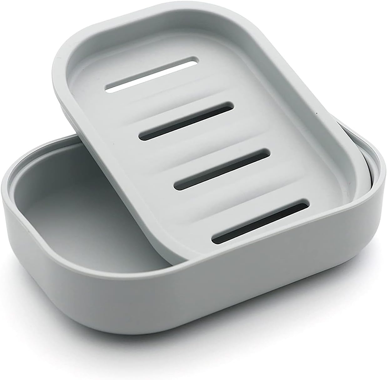 UVIVIU Plastic Soap Dish Container Keeps Soap Dry Easy Cleaning Grey Blue