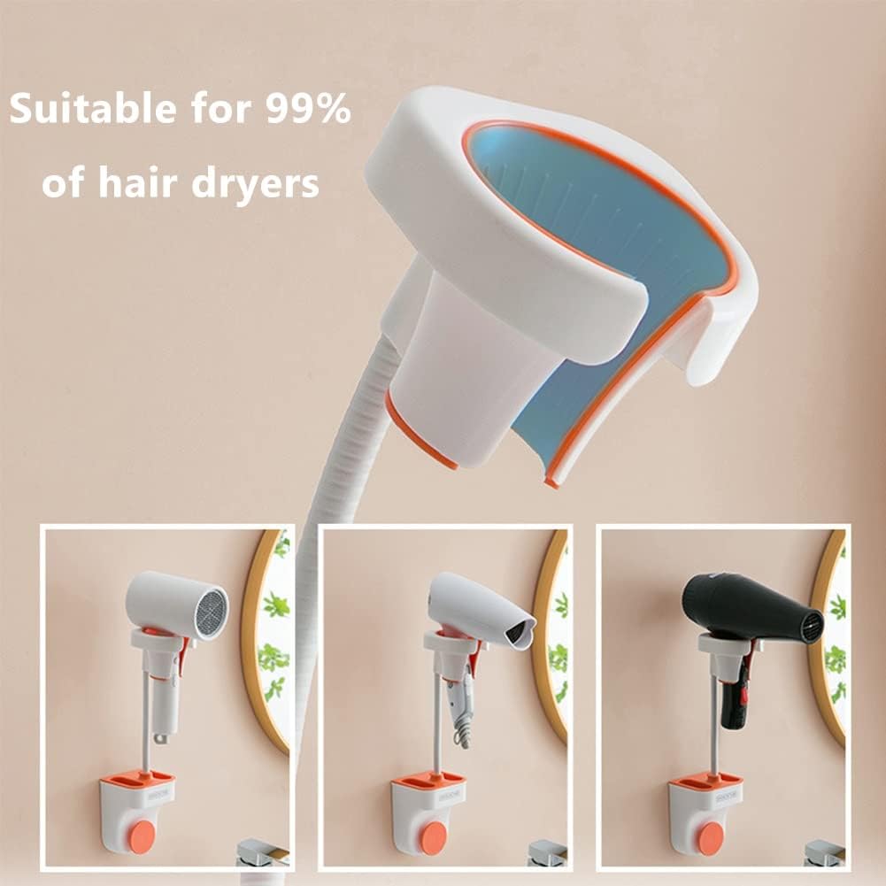 HOTRA Adjustable Showerhead Bracket with Hair Dryer Hook and Storage