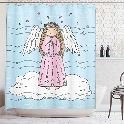 Ambesonne Angel Wings Shower Curtain Set with 12 Hooks