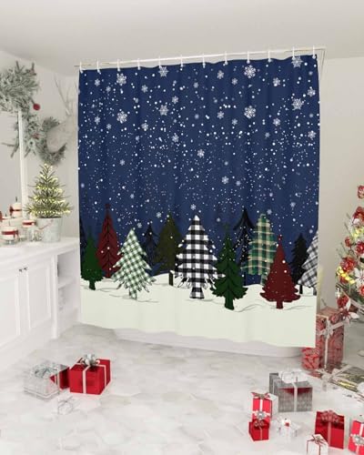 ZOE GARDEN Christmas Tree Shower Curtain Set 72x72