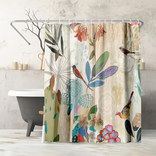 Americanflat 71x74 Floral Shower Curtain with 12 Hooks and Durable Metal Grommets