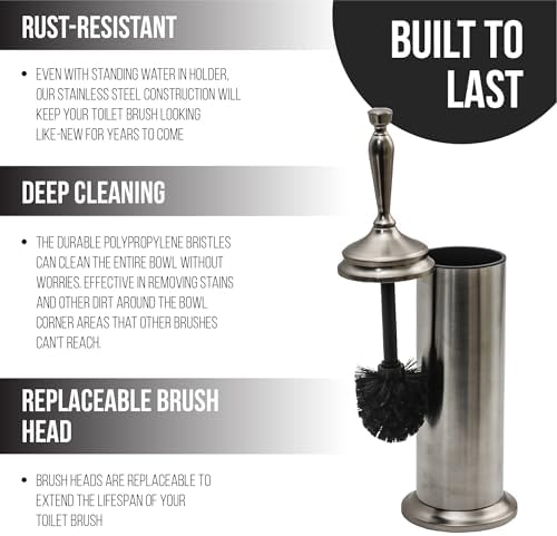 Splash Home Adora Toilet Brush with Holder - Satin Nickel 1
