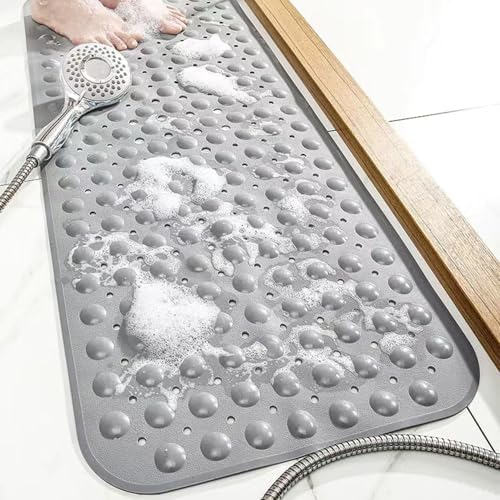 SAISAIXU Extra Long Non-Slip Bath Mat with Suction Cups and Drain Holes
