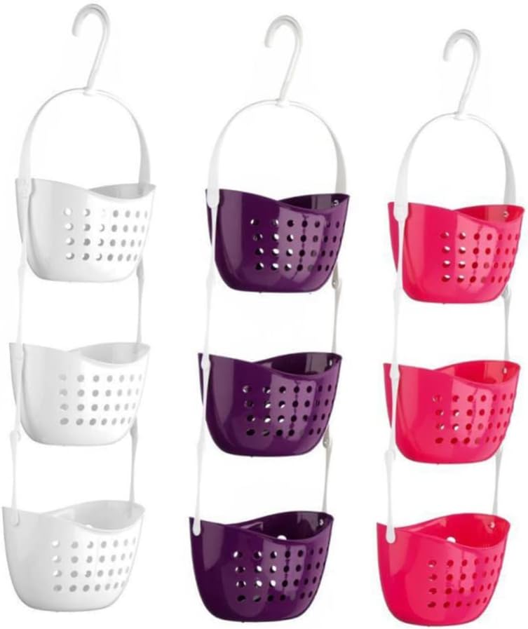 PRETYZOOM 3-Tier Bathroom Hanging Basket Organizer with Rotating Hooks