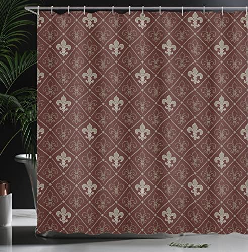Ambesonne Fleur De Lis Shower Curtain Set Green Maroon 1