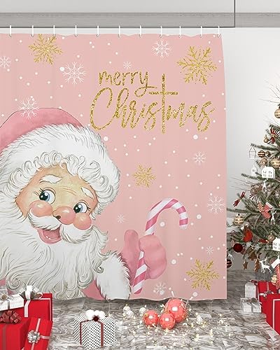 ZOE GARDEN Pink Santa Christmas Bathroom Set