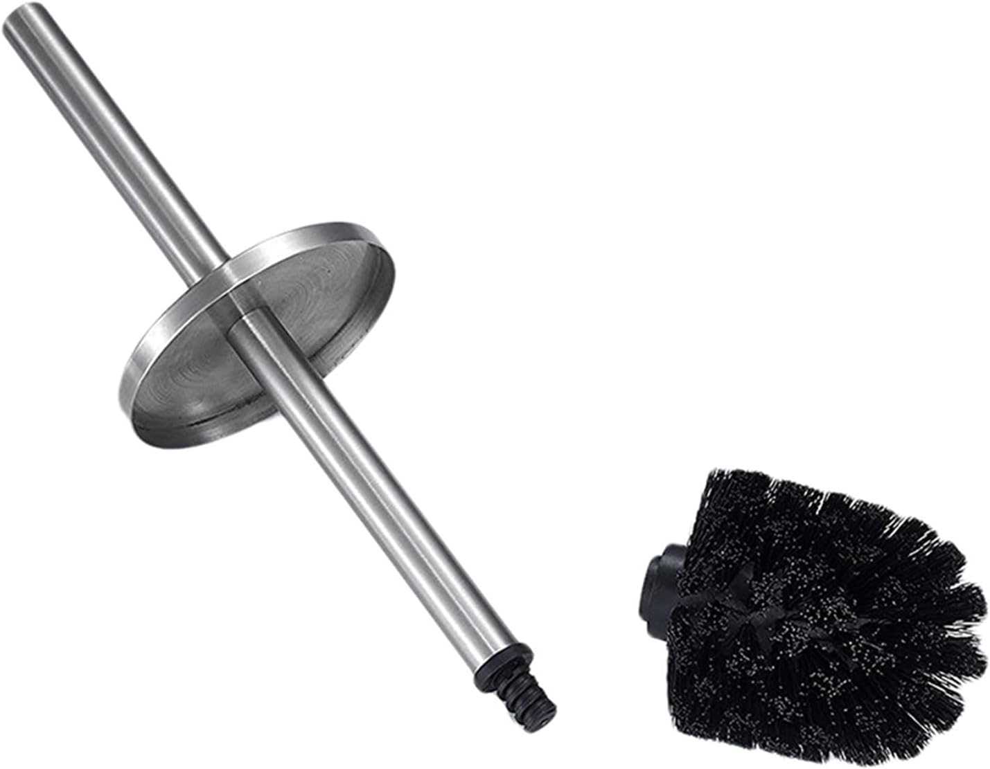 INPETS Black Toilet Brush with Stainless Steel Holder