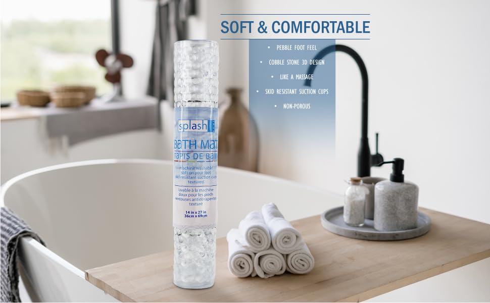 Splash Home Clear PVC Bathtub Mat Non-Slip