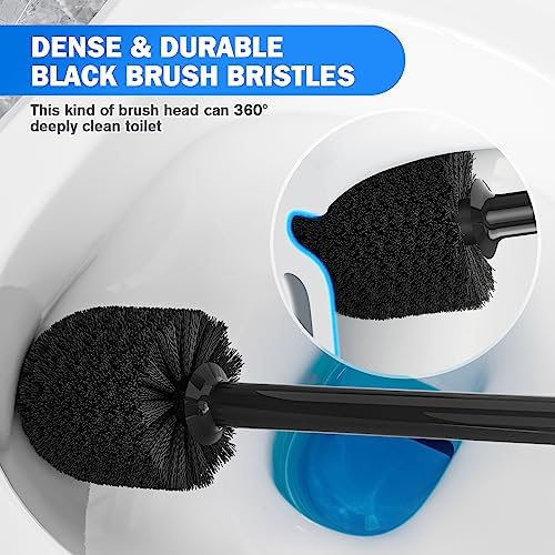 Trenti Toilet Plunger and Brush Set with Holder 2 Pack Black