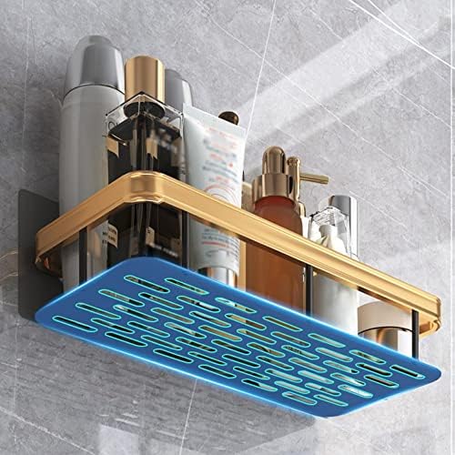 Shower Caddy Organizer Rack with Suction Cups Black Gold Aluminum