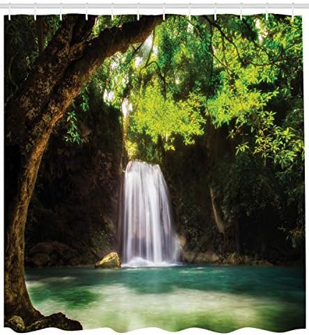 Ambesonne Waterfall Shower Curtain Set with Hooks - 69 W x 84 L