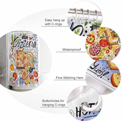 ZOE GARDEN Food Pizza Shower Curtain Set 60x72
