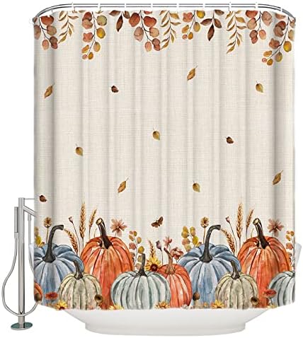 ZOE GARDEN Fall Pumpkins Shower Curtain Set 48x72