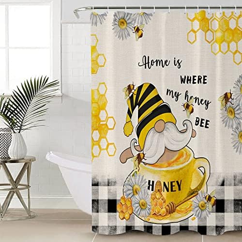 ZOE GARDEN Bee Gnome Shower Curtain Set