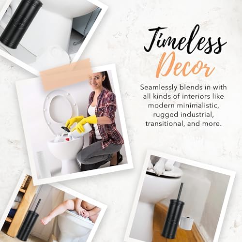 Autumn Alley Matte Black Toilet Brush with Holder Set