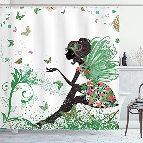 Ambesonne Fantasy Shower Curtain Set 69x70 Fern Green