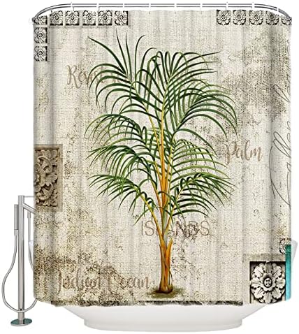 ZOE GARDEN Retro Palm Tree Shower Curtain Set