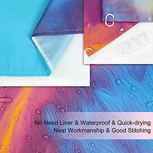 RosieLily Abstract Shower Curtain Sets with 12 Hooks in Orange Teal and Purple