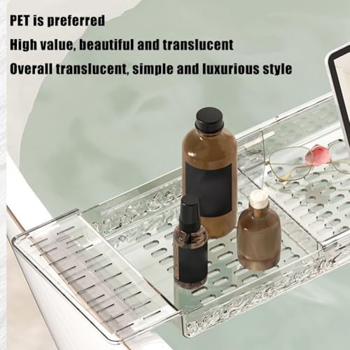 Clear Acrylic Expandable Bathtub Tray with Anti-Slip Design