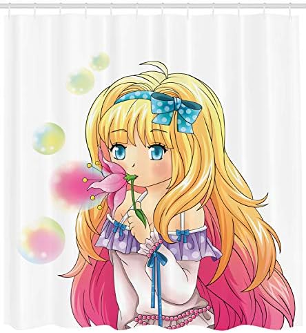 Ambesonne Anime Shower Curtain with 12 Hooks 69 x 70