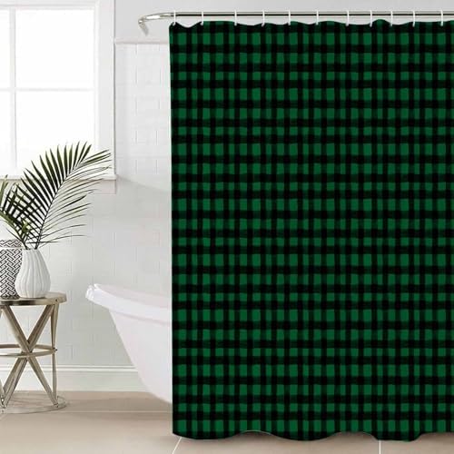 ZOE GARDEN Farmhouse Plaid St Patricks Day Shower Curtain Set