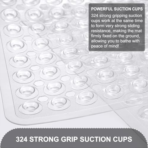 Non Slip Bath Mat with Suction Cups and Drain Holes
