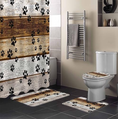 ZOE GARDEN Farmhouse Paw Print Bathroom Set 1