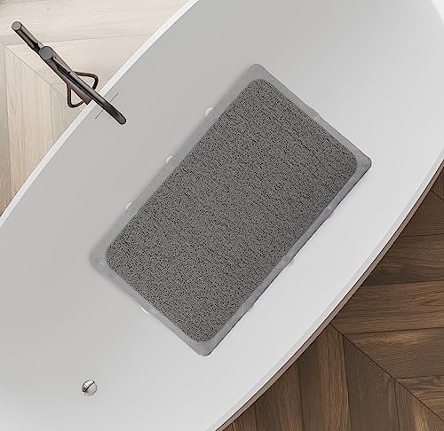 Splash Home Non-Slip Loofa Bathtub Mat 30x17 Inches PVC - Grey