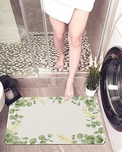 Niqingzi Summer Green Leaves Bath Mat 32x20In
