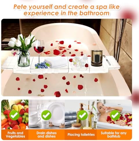 Adjustable Clear Bathtub Caddy Tray for Home