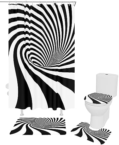 ZOE GARDEN Visual Vortex Optical Shower Curtain Set 1