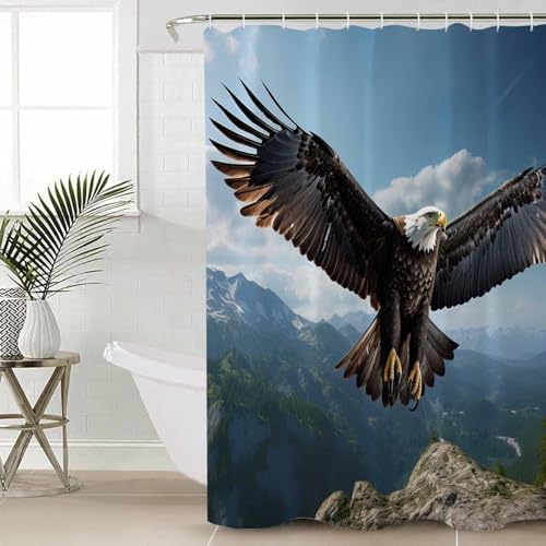 Eagle Shower Curtain Set with Hooks 72x72 Inches Waterproof
