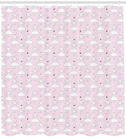 Ambesonne Ballerina Shower Curtain Set with Hooks 69x84