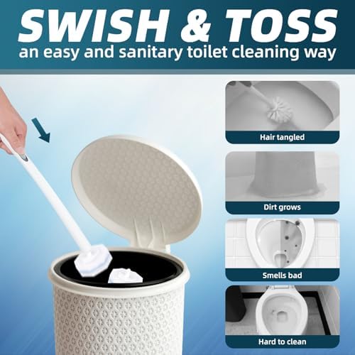 RLOW Disposable Toilet Brush Set with 20 Refills