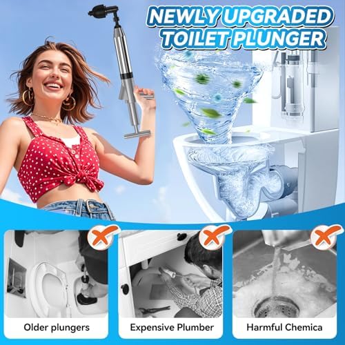 EXPBSYOU High Pressure Toilet Plunger with Visual Barometer