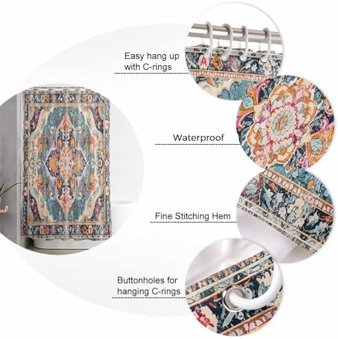 ZOE GARDEN Bohemian Flower Shower Curtain Set
