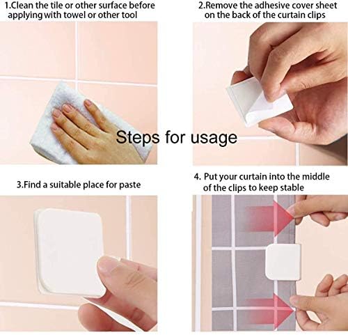 2 Pack Self-Adhesive Shower Curtain Clips for Bath
